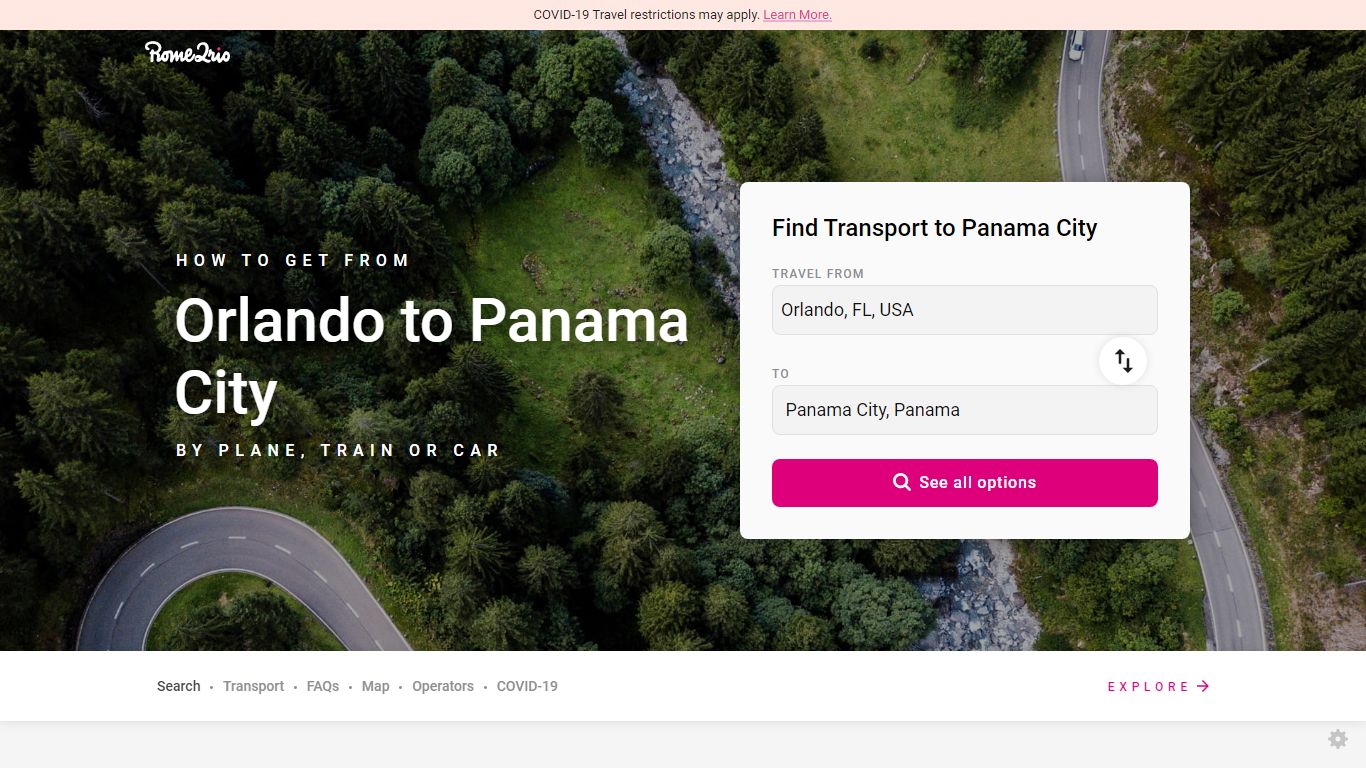 Orlando to Panama City - 3 travel options by train, plane, car