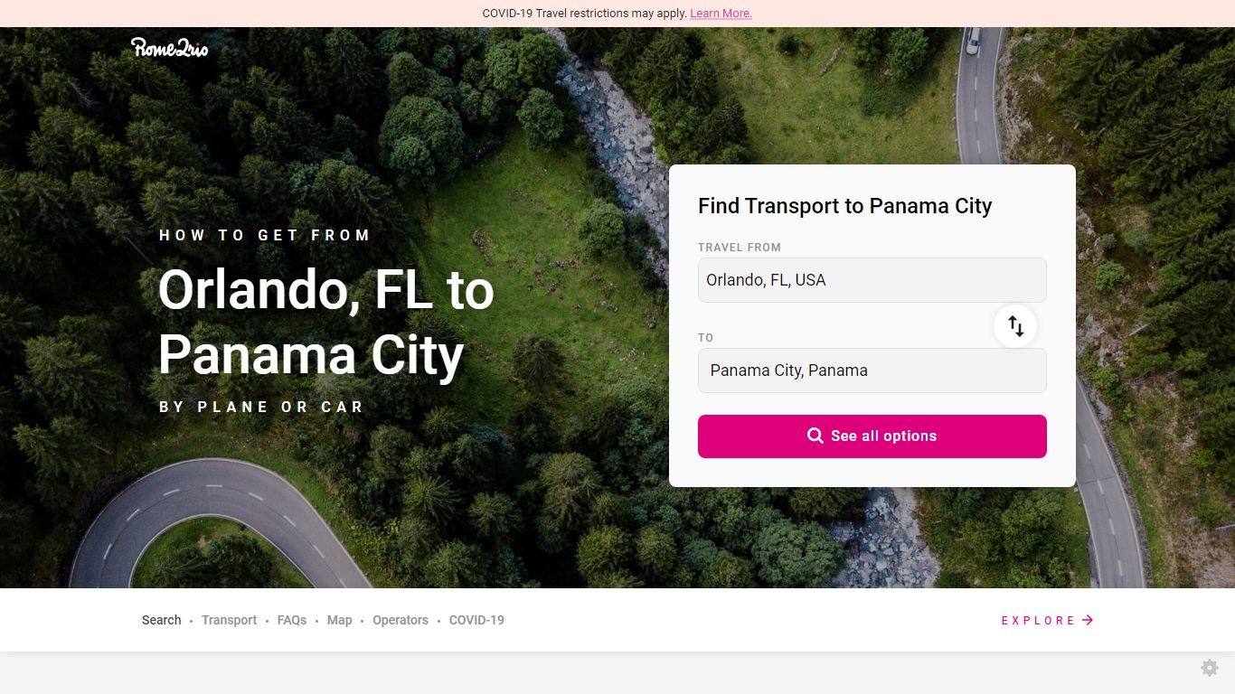 Orlando, FL to Panama City - 2 ways to travel via plane, and car